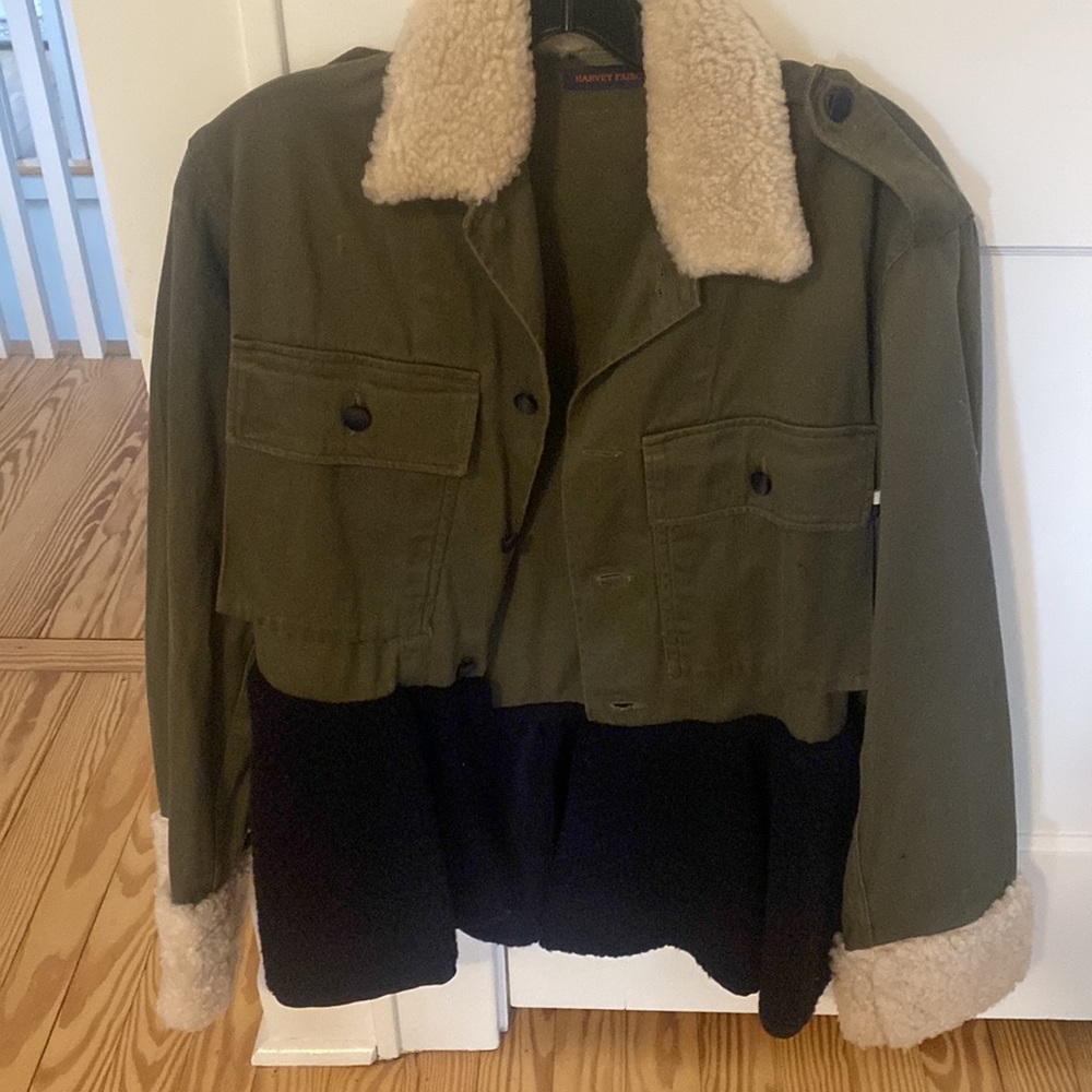 Harvey Faircloth peplum faux shearling jacket